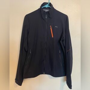 KJUS Black Softshell Jacket with Orange Zip Accent, Mens, Small